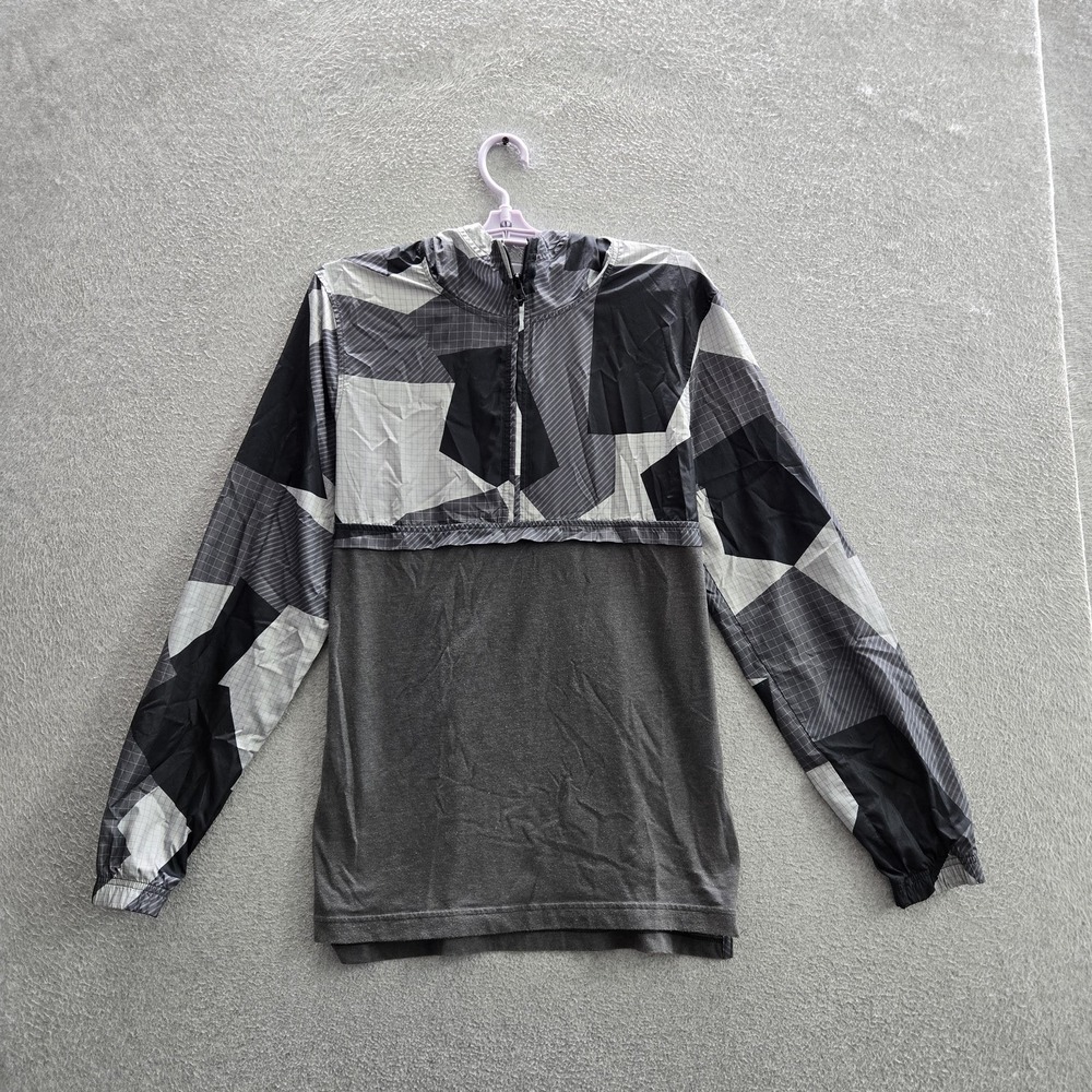 Under Armour Men Jacket SMALL Gray Geometric Activewear Anorak Fitted